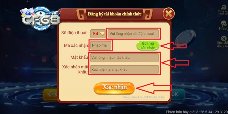 Quy trình chi tiết khi thực hiện đăng ký CF68